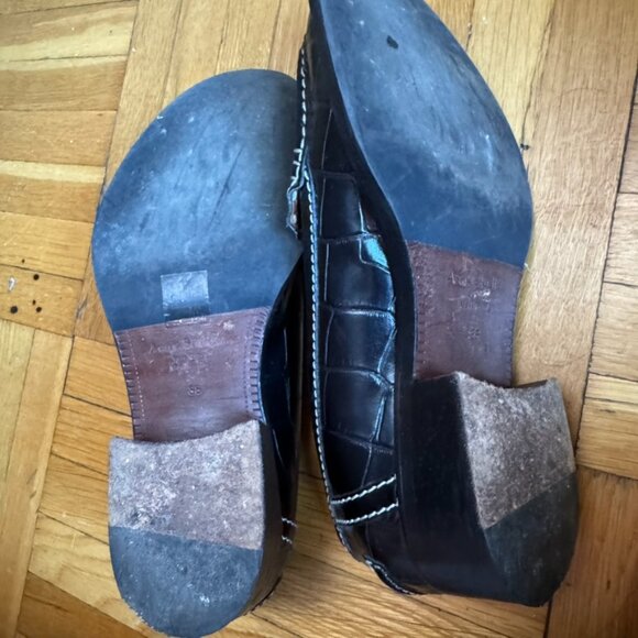 Acne Studios Leather Croc Embossed White Stitched Loafers (size 38) - Picture 14 of 14